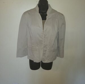 Ann Taylor Light Beige Button-Front Blazer